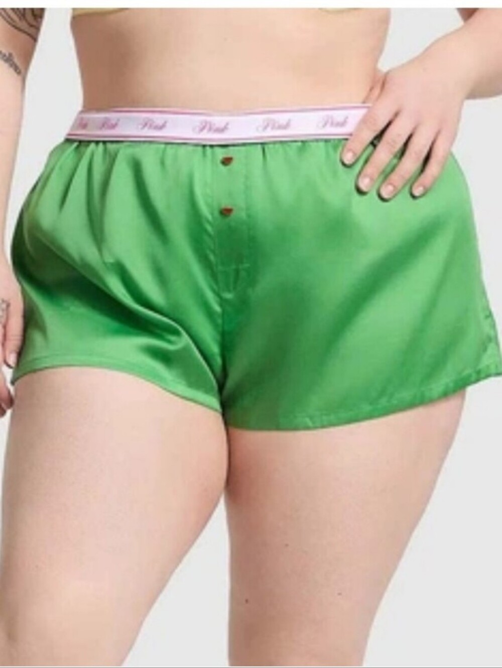 Victoria's secret pink tencel Silky boxy pajama sleep shorts GREEN XSMALL